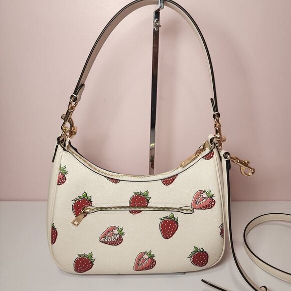 NWT Coach CAL67 Teri Hobo Bag With Strawberry Print Gold/Chalk - Picture 3 of 7